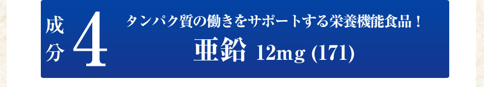 成分4タンパク質の働きをサポートする栄養機能食品亜鉛12mg(171)