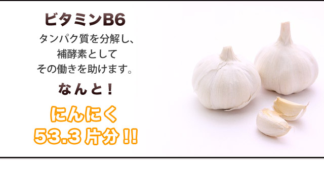 ビタミンB6なんと!にんにく53.3片分!!